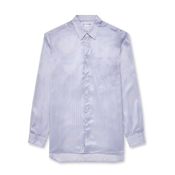 Comme Des Garcons CDG Shirt Forever - Brede Fit Stribet Cupro Shirt Toppe Herre Blå | 43809-GQBM