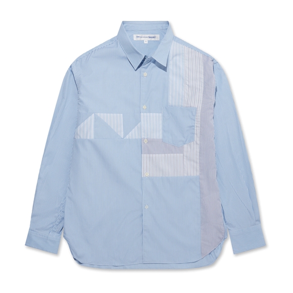 Comme Des Garcons CDG Shirt Forever - Classic Fit Patchwork Stripe Shirt Toppe Herre Stripe/Mix | 75249-ERDU