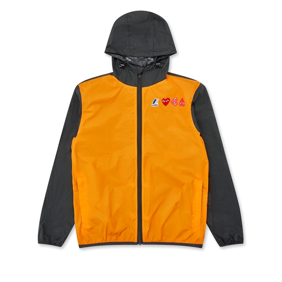 Comme Des Garcons K-WAY*PLAY Full Zip Jacket Hooded Sweatshirt Orange/Black | 51062-XOPG