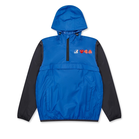 Comme Des Garcons K-WAY*PLAY Half Zip Jacket Hooded Sweatshirt Blue/Black | 45602-GPRN