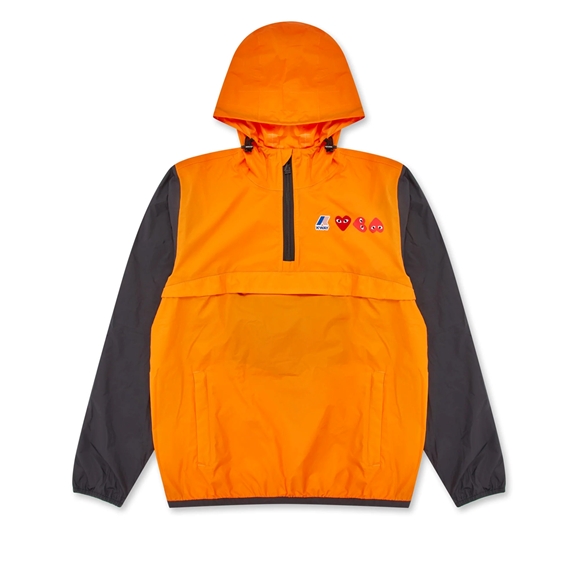 Comme Des Garcons K-WAY*PLAY Half Zip Jacket Hooded Sweatshirt Orange/Black | 92675-NAKX