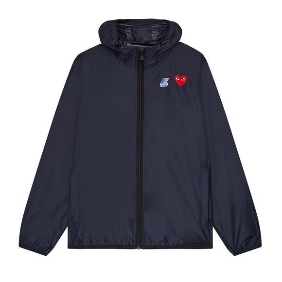 Comme Des Garcons K-WAY*PLAY Jacket Full Zip Hooded Sweatshirt Mørkeblå | 43785-IRNP