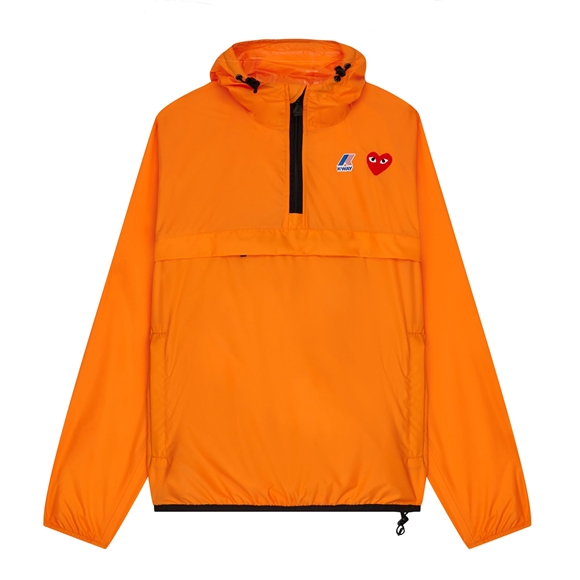 Comme Des Garcons K-WAY*PLAY Jacket Half Zip Hooded Sweatshirt Orange | 26573-SADN