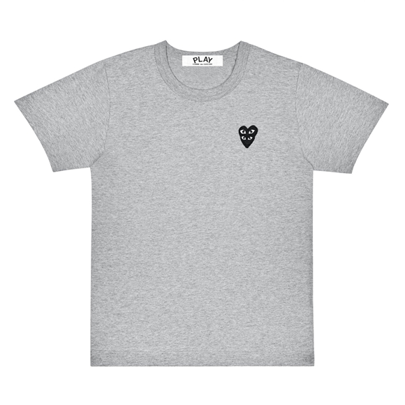 Comme Des Garcons PLAY Basic Grey T-Shirt Black Family Heart Short Sleeve Unisex Grå | 72943-UWFG