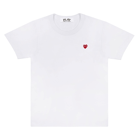 Comme Des Garcons PLAY Basic Small Emblem T-Shirt Short Sleeve Unisex Hvide | 12495-PNMU