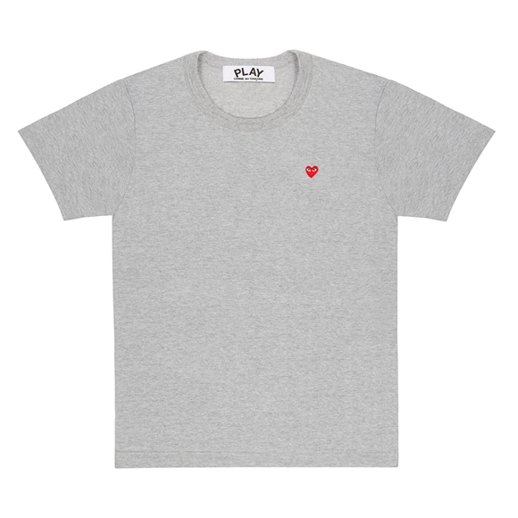 Comme Des Garcons PLAY Basic Small Emblem T-Shirt Short Sleeve Unisex Grå | 12985-NMGU