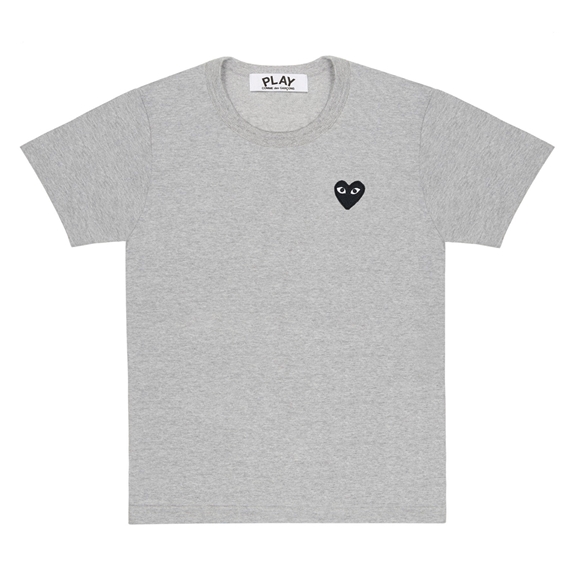 Comme Des Garcons PLAY Basic T-Shirt Black Emblem Short Sleeve Unisex Grå | 62430-FEKD