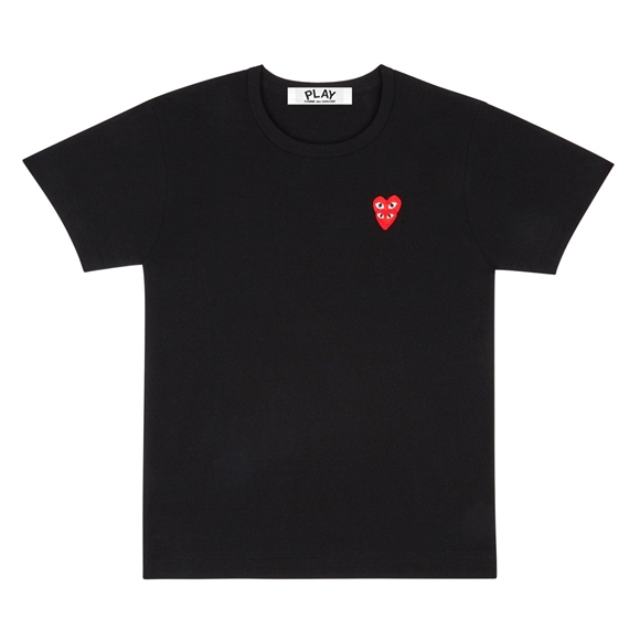 Comme Des Garcons PLAY Basic T-Shirt Red Family Heart Short Sleeve Unisex Sort | 54973-CJUE