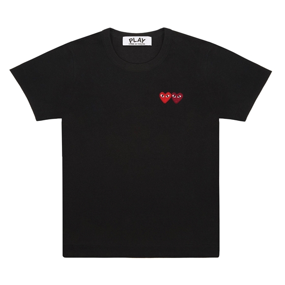 Comme Des Garcons PLAY Basic T-Shirt Two Emblems Short Sleeve Unisex Sort | 59783-YRNM