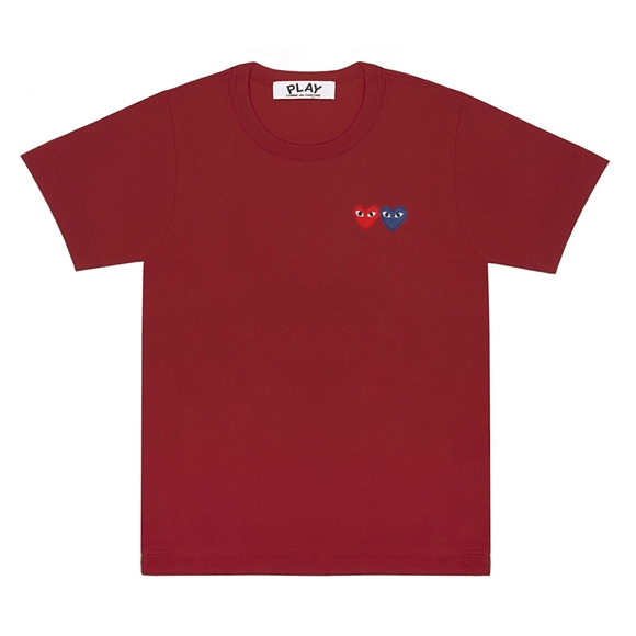 Comme Des Garcons PLAY Basic T-Shirt Two Emblems Short Sleeve Unisex Bordeaux | 98207-ZWRG