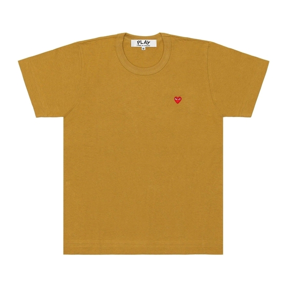 Comme Des Garcons PLAY Coloured Small Emblem T-Shirt Short Sleeve Unisex Olivengrøn | 81392-UAMR