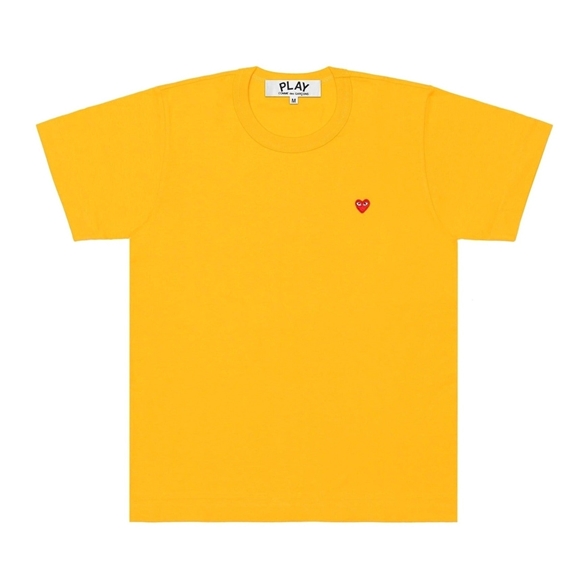 Comme Des Garcons PLAY Coloured Small Emblem T-Shirt Short Sleeve Unisex Gul | 81706-YOCS