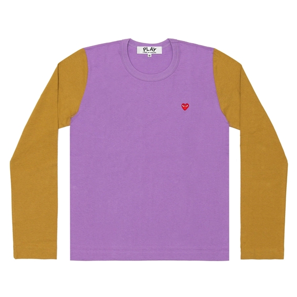 Comme Des Garcons PLAY L/S BI-Colour Small Emblem T-Shirt Long Sleeve Unisex Olivengrøn | 17065-NCVU