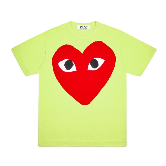 Comme Des Garcons PLAY Red Heart Screenprint T-Shirt Spring Series Short Sleeve Unisex Grøn | 04893-LXYJ