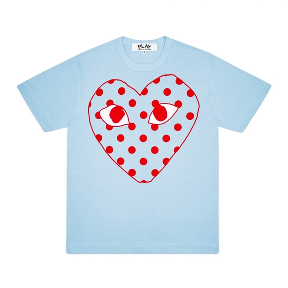 Comme Des Garcons PLAY Red Spotted Heart Screenprint T-Shirt Spring Series Short Sleeve Unisex Blå | 83750-LUFH