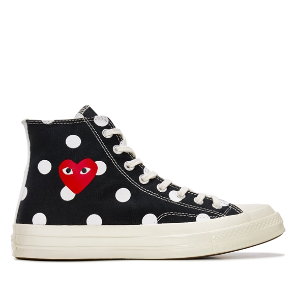 Comme Des Garcons Play Converse Polka Dot Red Heart Chuck Taylor All Star '70 High Sneakers High Top Unisex Sort | 16798-UKRN