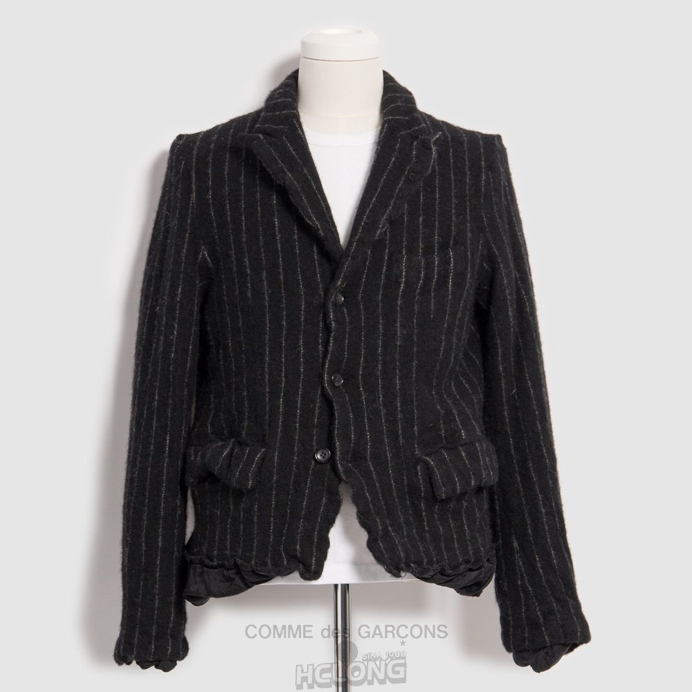 Comme Des Garcons BLACK Comme des Garçons - Tailored Chalk Stripe Jacket Overtøj Sort Hvide | 02871-RYSX