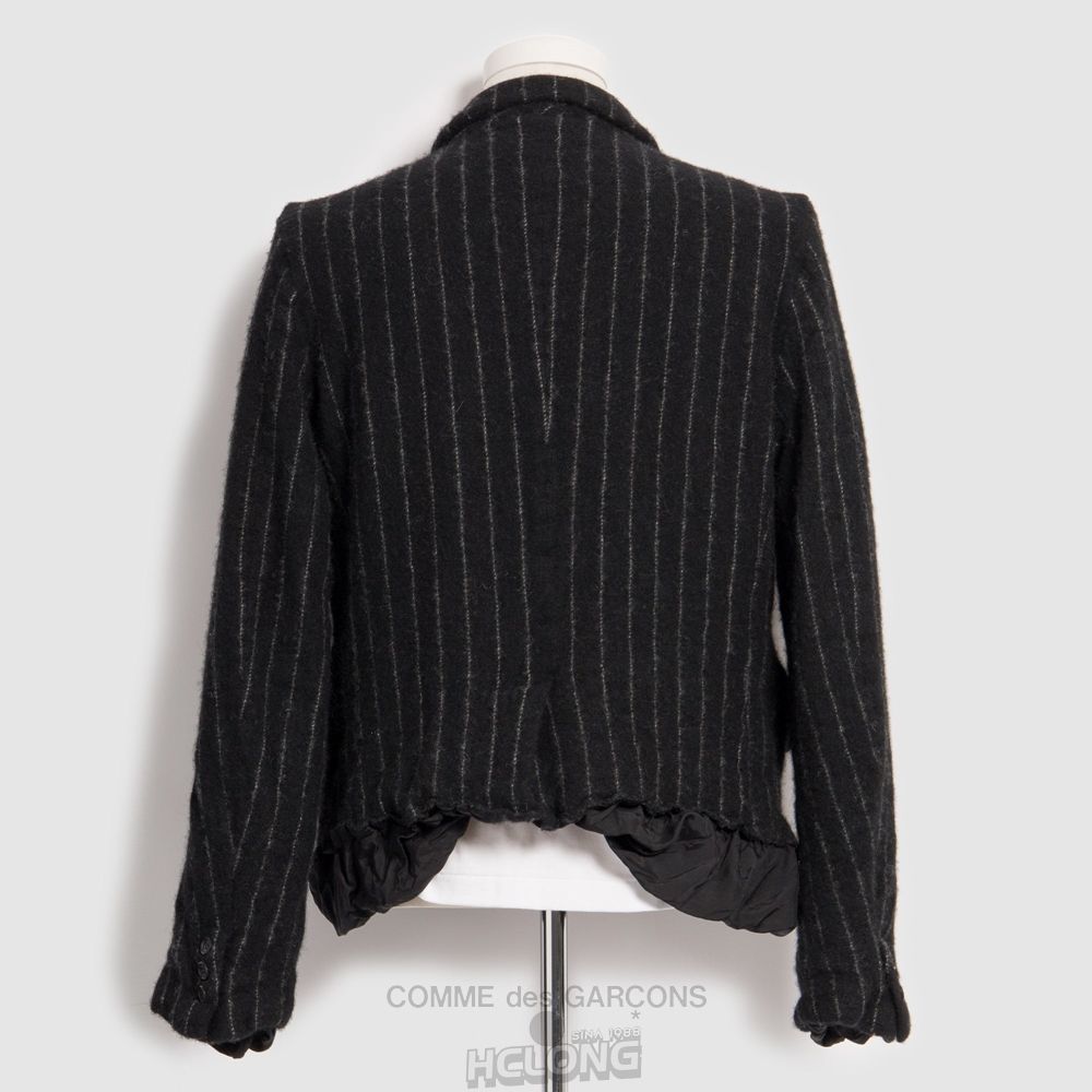 Comme Des Garcons BLACK Comme des Garçons - Tailored Chalk Stripe Jacket Overtøj Sort Hvide | 02871-RYSX