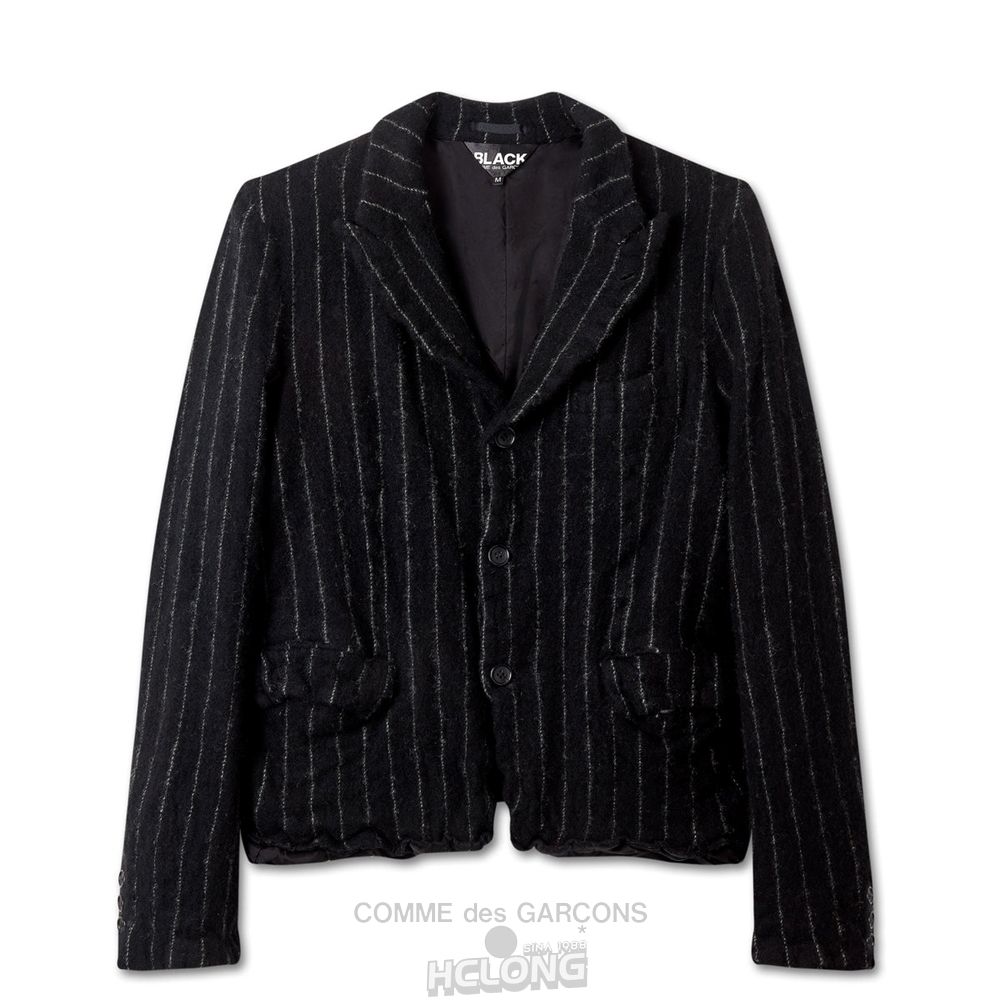 Comme Des Garcons BLACK Comme des Garçons - Tailored Chalk Stripe Jacket Overtøj Sort Hvide | 02871-RYSX