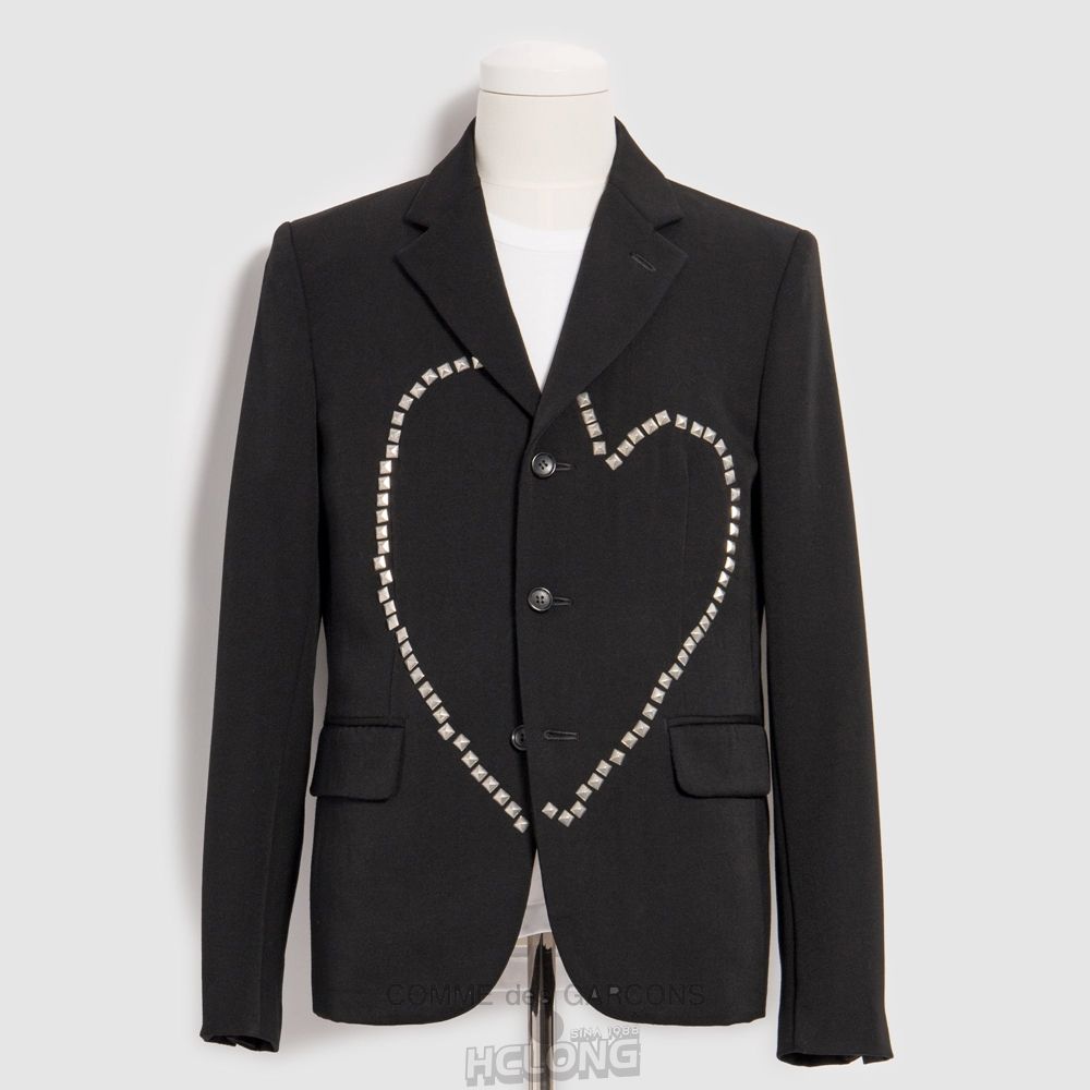 Comme Des Garcons BLACK Comme des Garçons - Studded Heart Jacket Overtøj Sort | 03289-OYMK