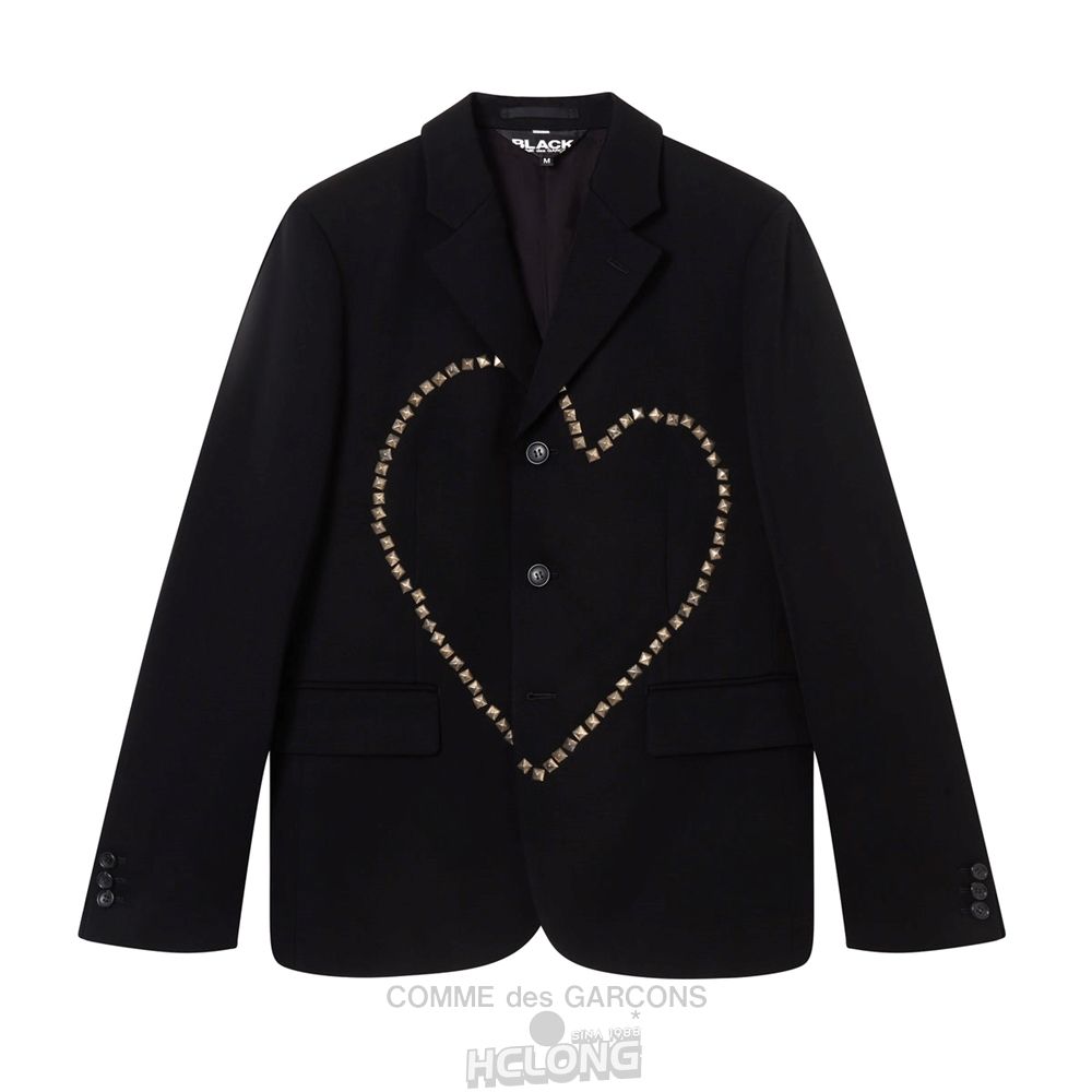 Comme Des Garcons BLACK Comme des Garçons - Studded Heart Jacket Overtøj Sort | 03289-OYMK