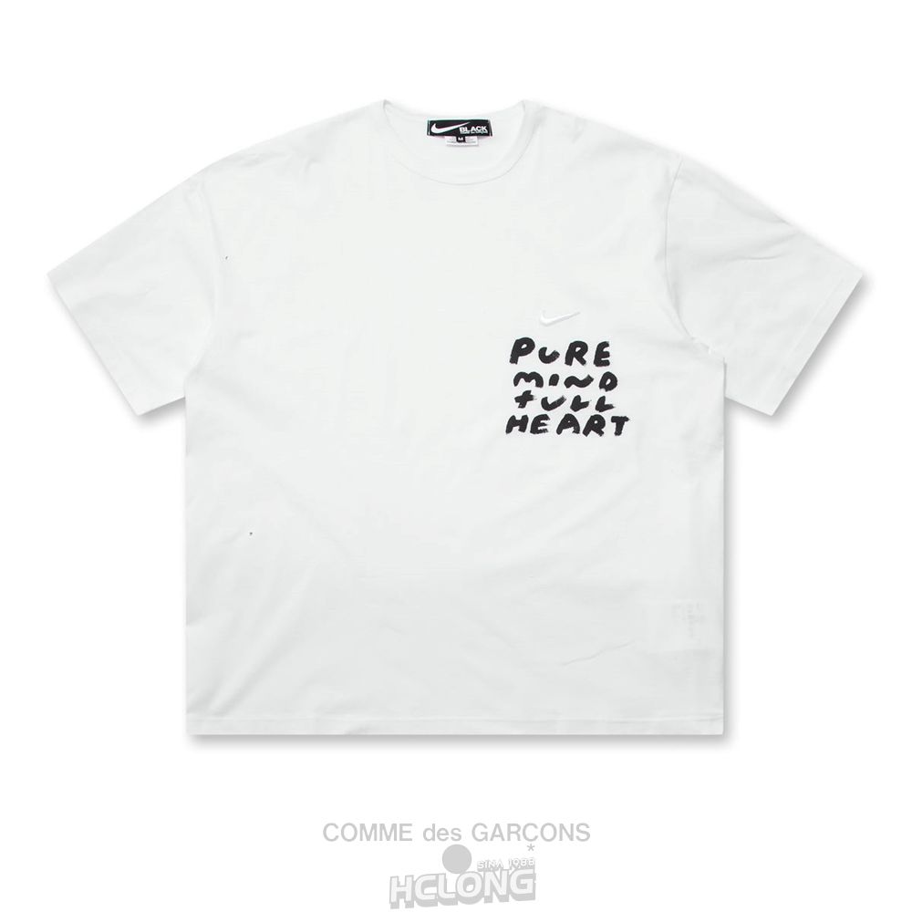 Comme Des Garcons BLACK Comme des Garçons - Message Print T-Shirt Tee Hvide | 08562-GDRW