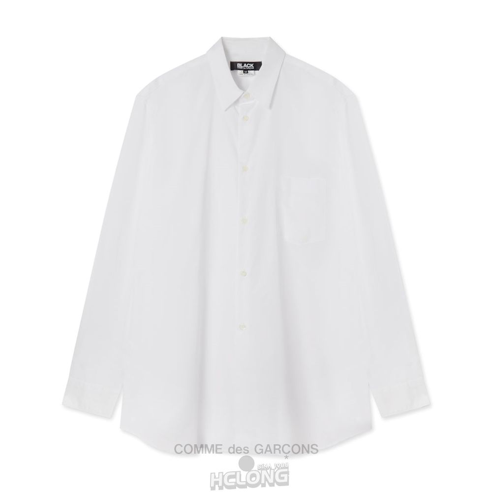 Comme Des Garcons BLACK Comme des Garçons - Oversized Bomulds Shirt Skjorte Hvide | 21397-QUZY