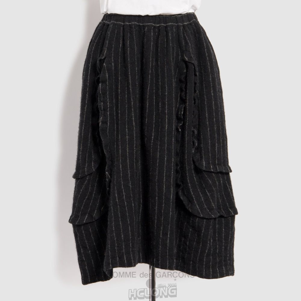 Comme Des Garcons BLACK Comme des Garçons - Chalk Stripe Skirt Nederdel Dame Sort Hvide | 28569-NPGL