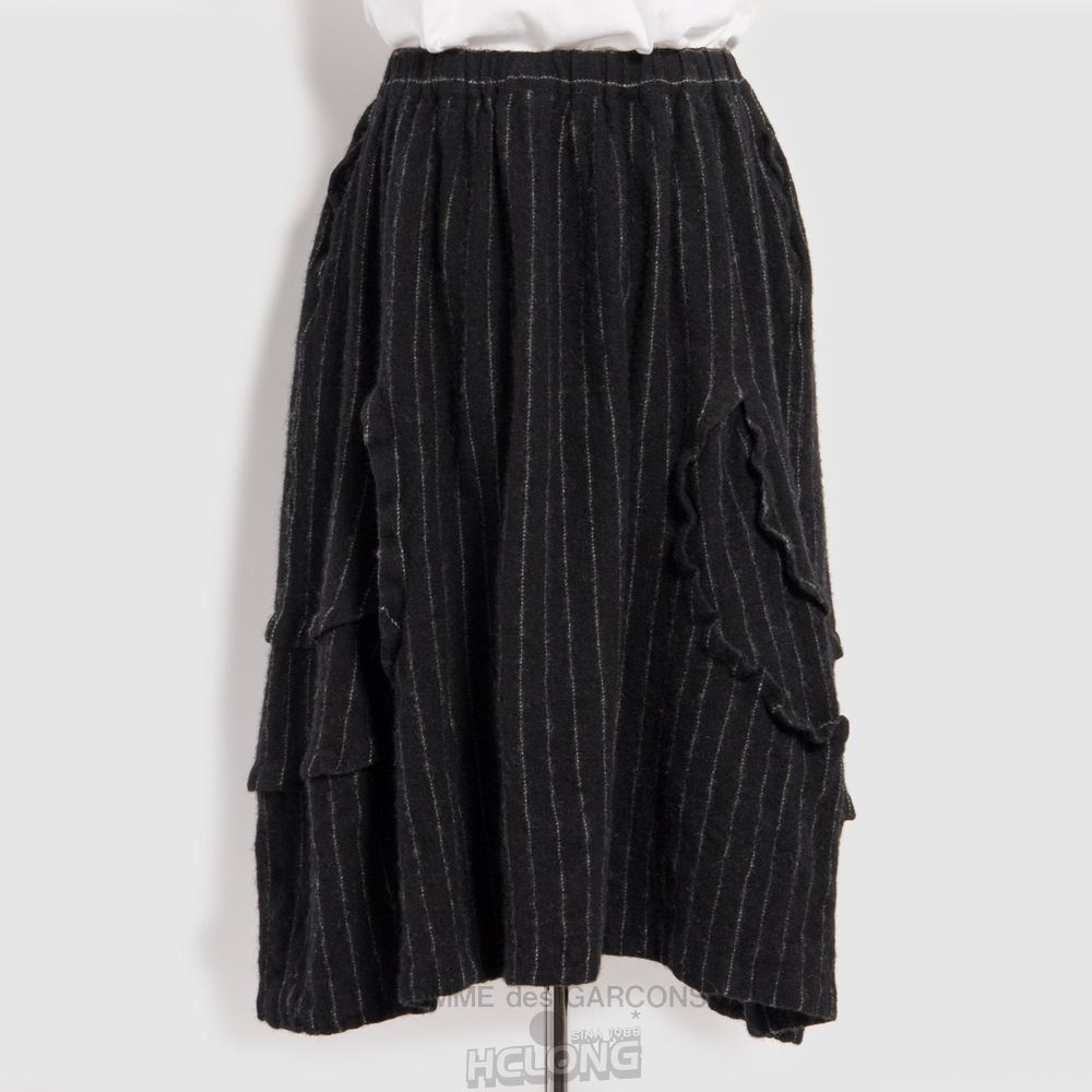 Comme Des Garcons BLACK Comme des Garçons - Chalk Stripe Skirt Nederdel Dame Sort Hvide | 28569-NPGL