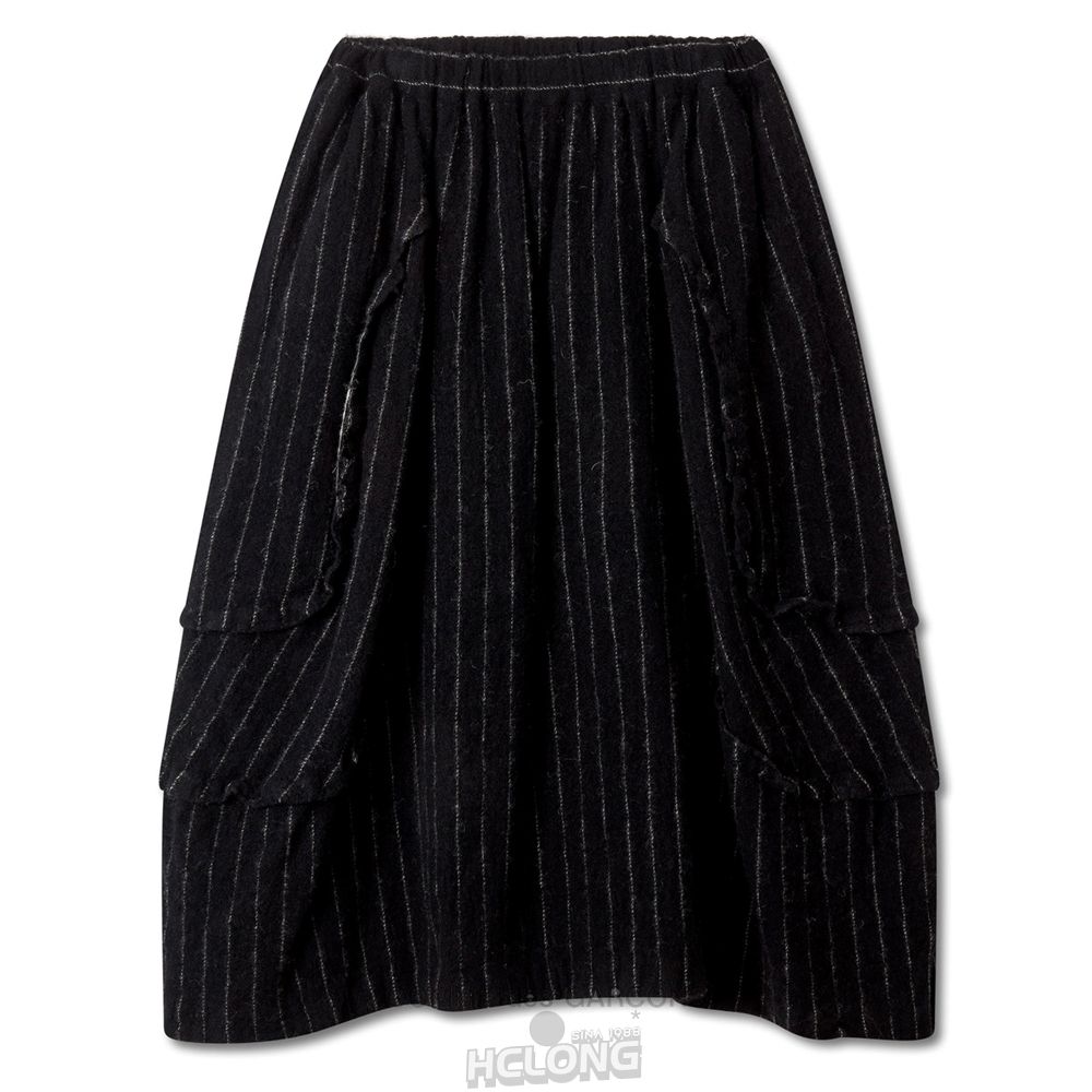 Comme Des Garcons BLACK Comme des Garçons - Chalk Stripe Skirt Nederdel Dame Sort Hvide | 28569-NPGL