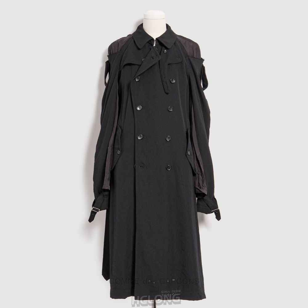 Comme Des Garcons BLACK Comme des Garçons - Uld Coat Overtøj Sort | 29610-LUJA