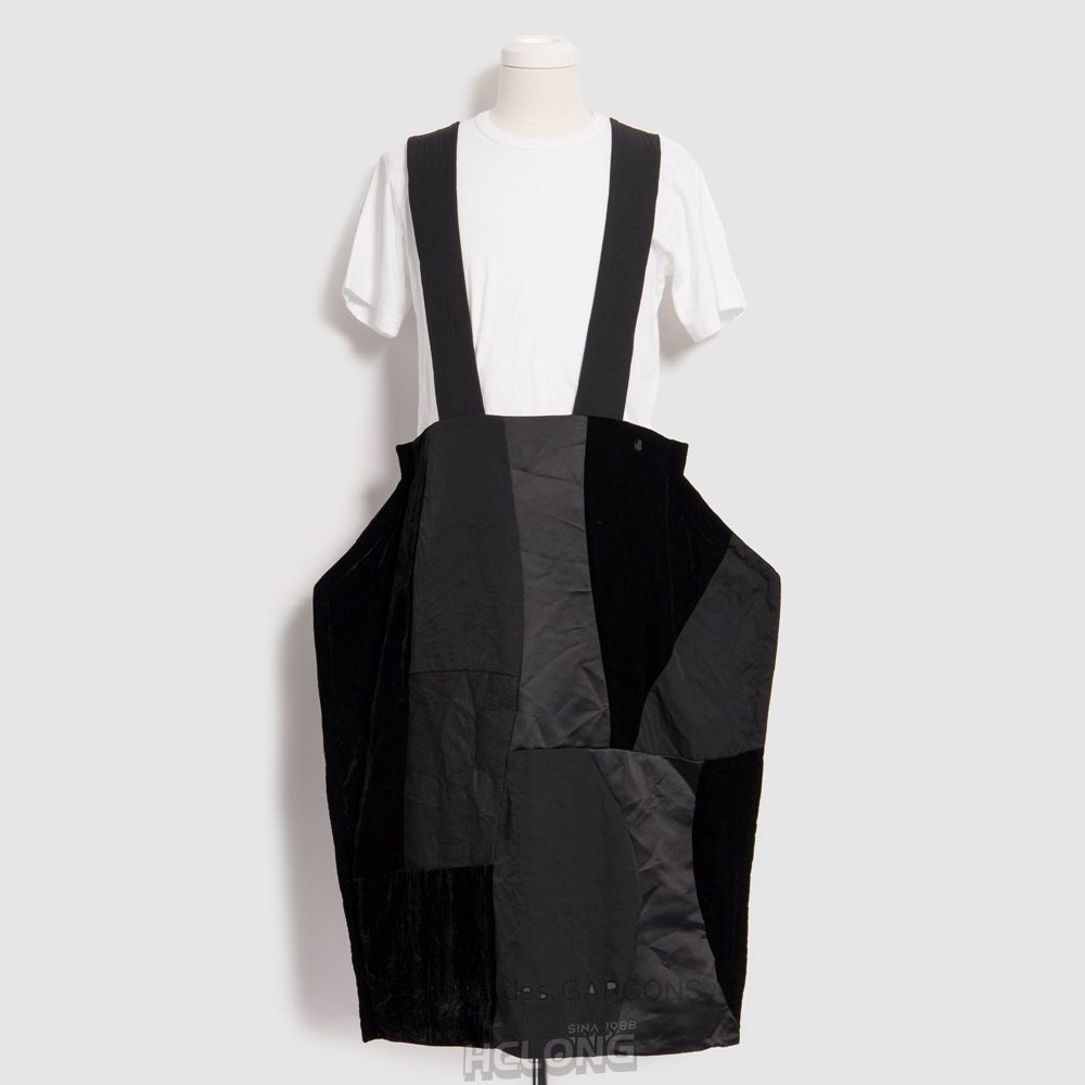 Comme Des Garcons BLACK Comme des Garçons - Patchwork Pinafore Nederdel Dame Sort | 39462-RNJI