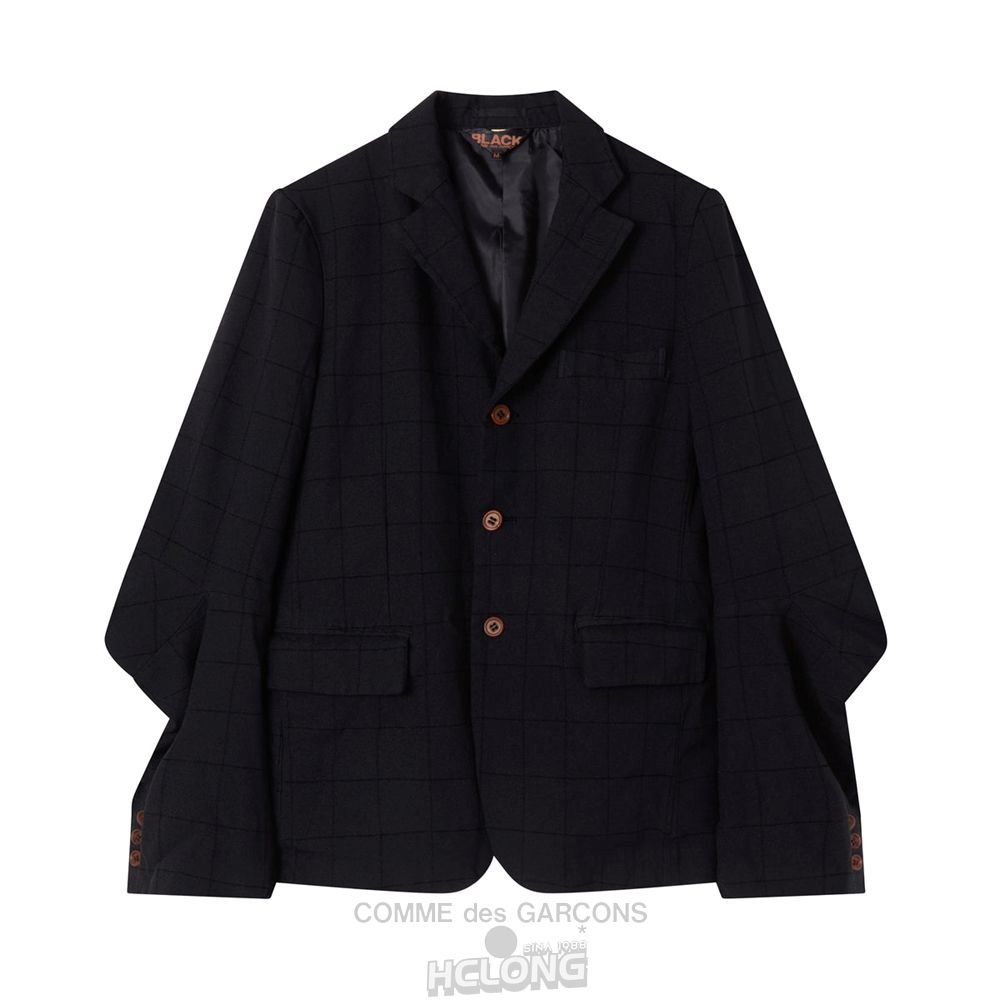 Comme Des Garcons BLACK Comme des Garçons - Tailored Check Jacket Overtøj Sort | 56293-OXKG