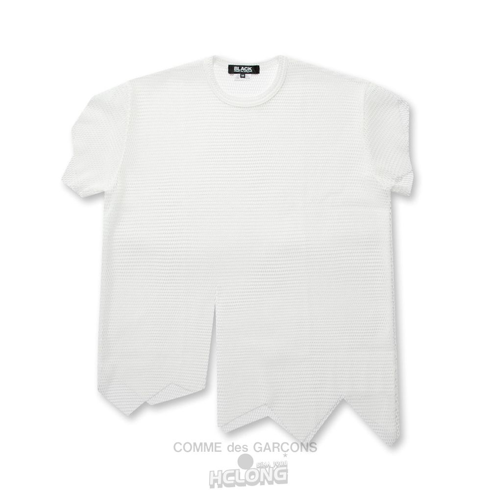 Comme Des Garcons BLACK Comme des Garçons - Raschel Mesh T-Shirt Tee Hvide | 56309-SOBD