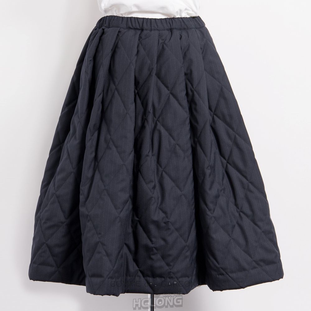 Comme Des Garcons BLACK Comme des Garçons - Quiltet Stripe Skirt Nederdel Dame Mørkeblå | 56413-ZKPO