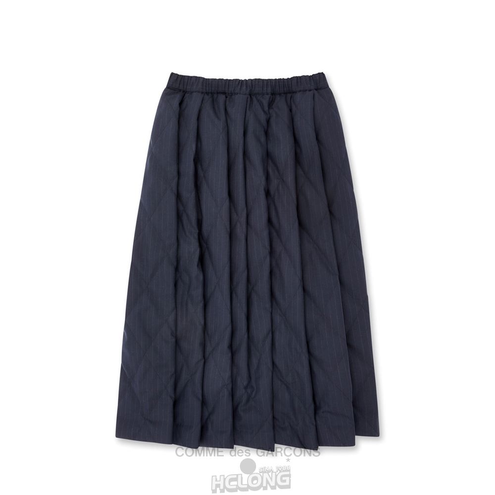 Comme Des Garcons BLACK Comme des Garçons - Quiltet Stripe Skirt Nederdel Dame Mørkeblå | 56413-ZKPO