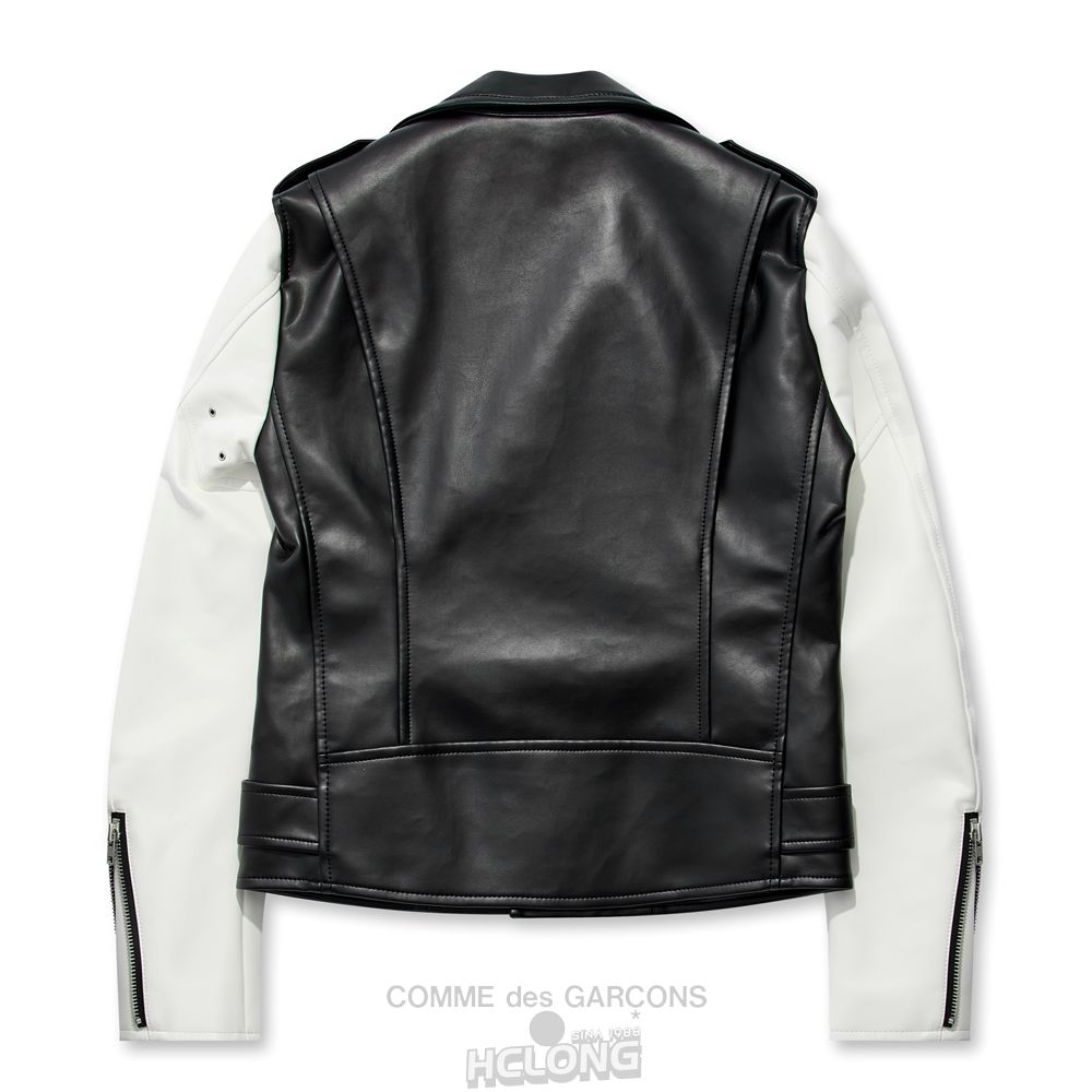 Comme Des Garcons BLACK Comme des Garçons - Syntetisk Læder Jacket Overtøj Sort Hvide | 56879-NXMO