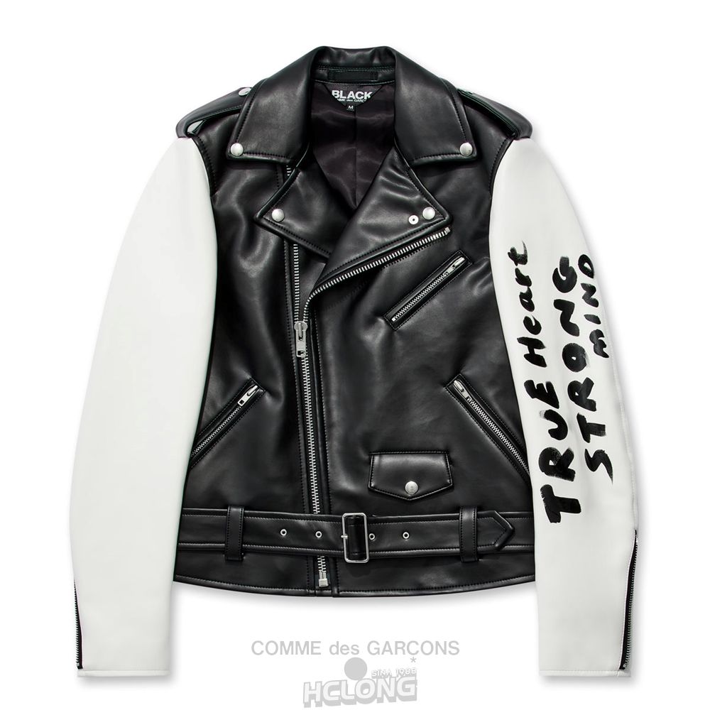 Comme Des Garcons BLACK Comme des Garçons - Syntetisk Læder Jacket Overtøj Sort Hvide | 56879-NXMO