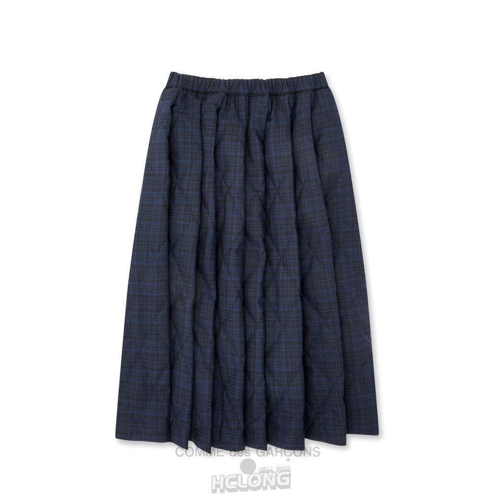 Comme Des Garcons BLACK Comme des Garçons - Quiltet Check Skirt Nederdel Dame Mørkeblå | 63954-CIVL