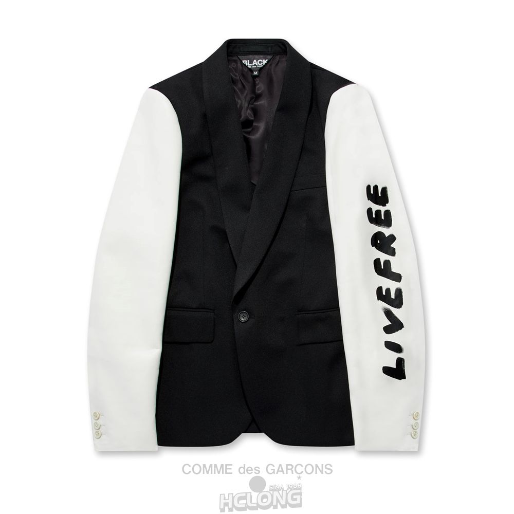 Comme Des Garcons BLACK Comme des Garçons - Live Free Jacket Overtøj Sort Hvide | 68534-EGNV