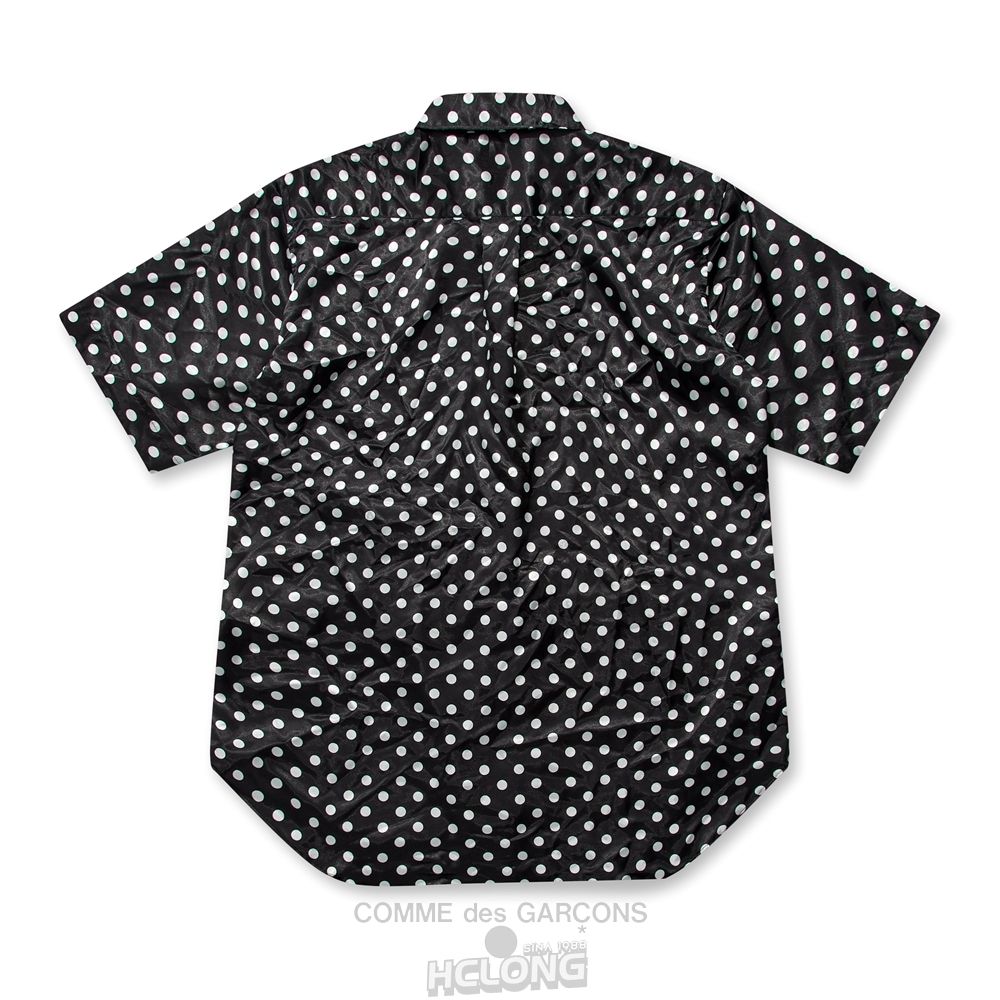 Comme Des Garcons BLACK Comme des Garçons - Satin Dot Print Shirt Skjorte Sort Hvide | 75061-WYPO