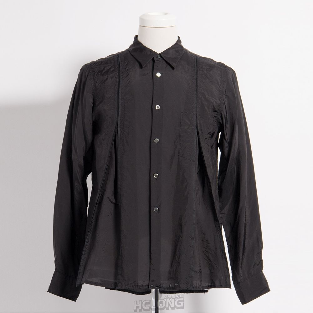 Comme Des Garcons BLACK Comme des Garçons - Plisseret Taffeta Shirt Skjorte Sort | 76952-DLET