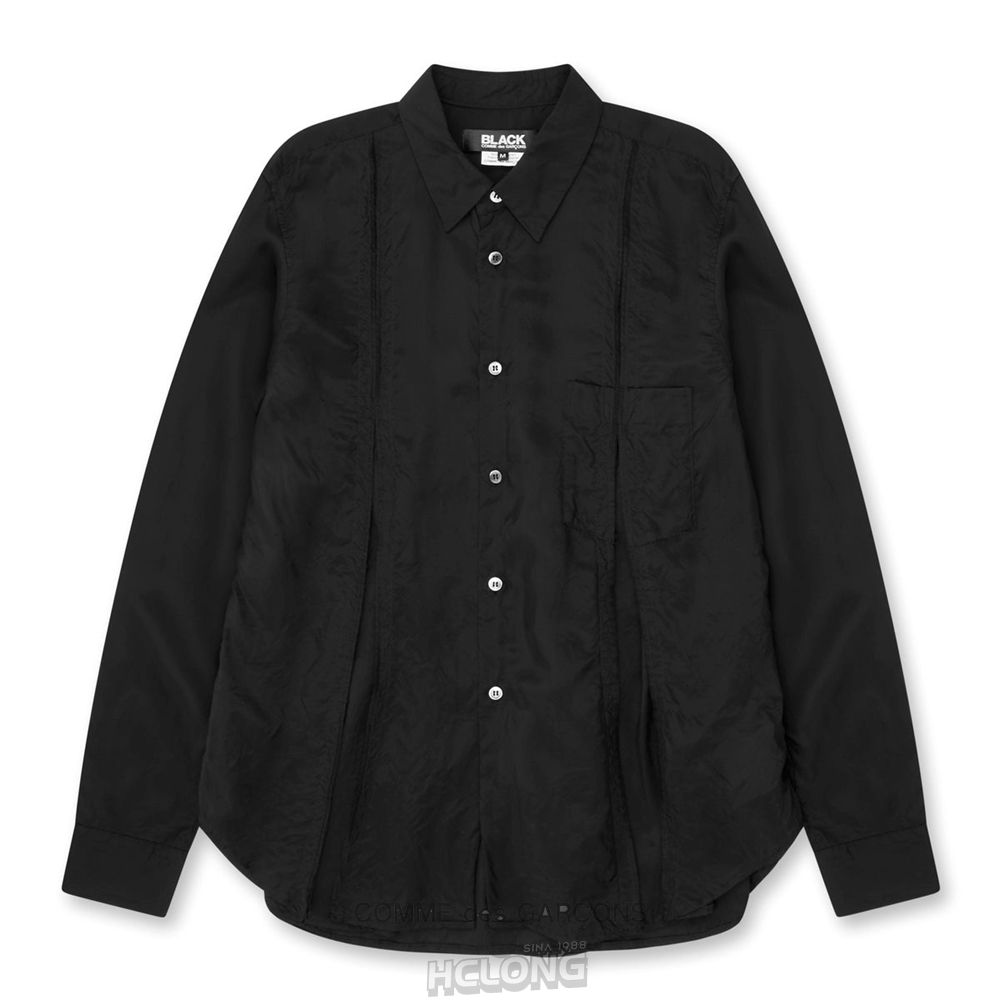 Comme Des Garcons BLACK Comme des Garçons - Plisseret Taffeta Shirt Skjorte Sort | 76952-DLET