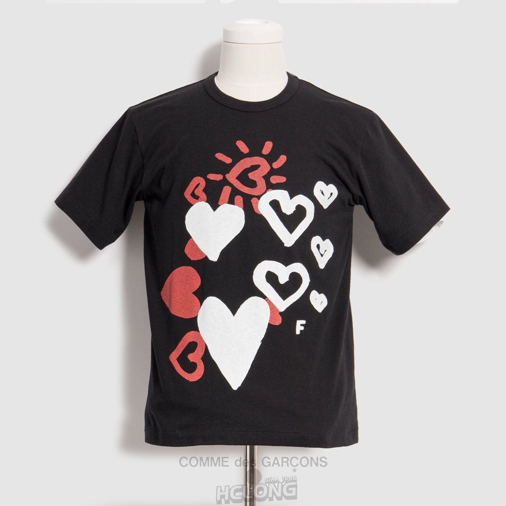 Comme Des Garcons BLACK Comme des Garçons - Filip Pagowski Printed T-Shirt Tee Sort | 83064-VWZC