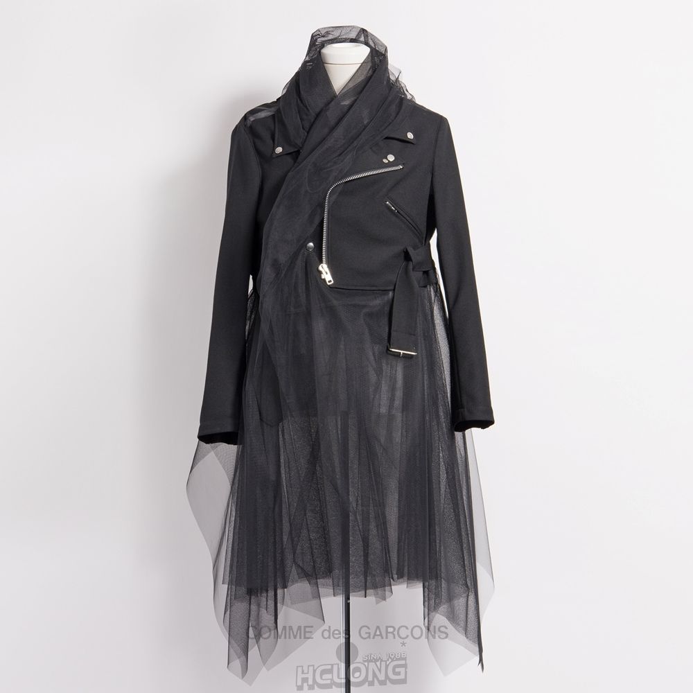 Comme Des Garcons BLACK Comme des Garçons - Tulle Zip Jacket Overtøj Sort | 93702-ROTI