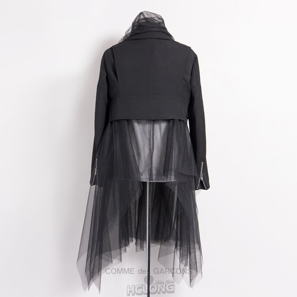 Comme Des Garcons BLACK Comme des Garçons - Tulle Zip Jacket Overtøj Sort | 93702-ROTI