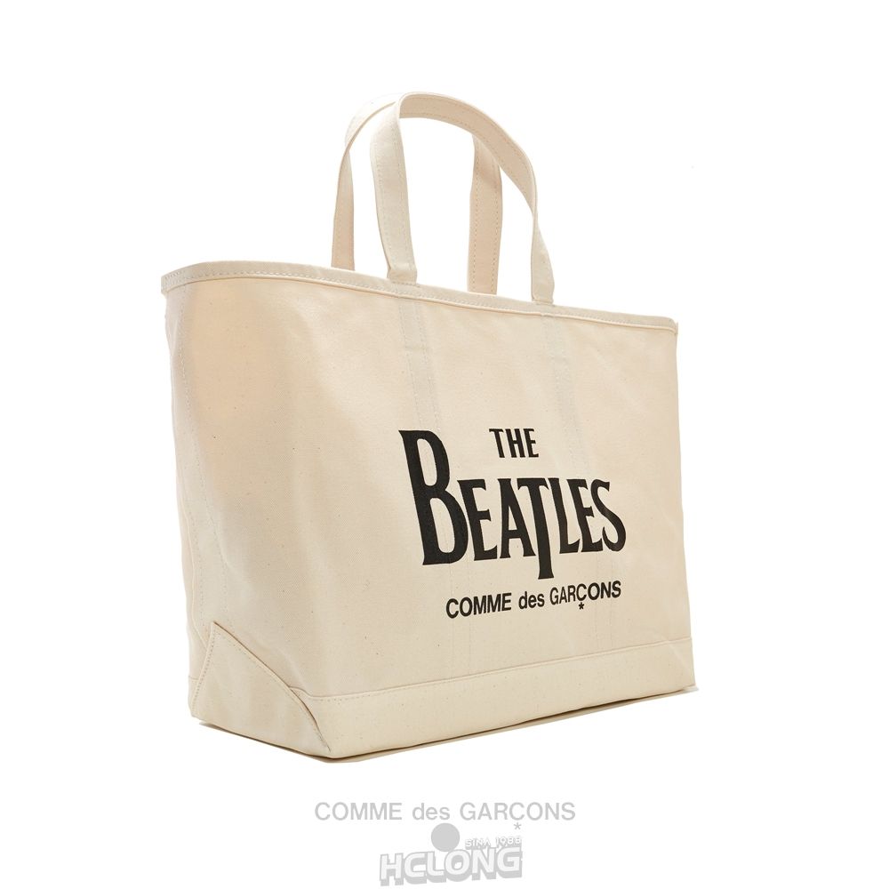 Comme Des Garcons CDG Beatles - Canvas Big Tote Bag Taske Natural | 58623-DMHF