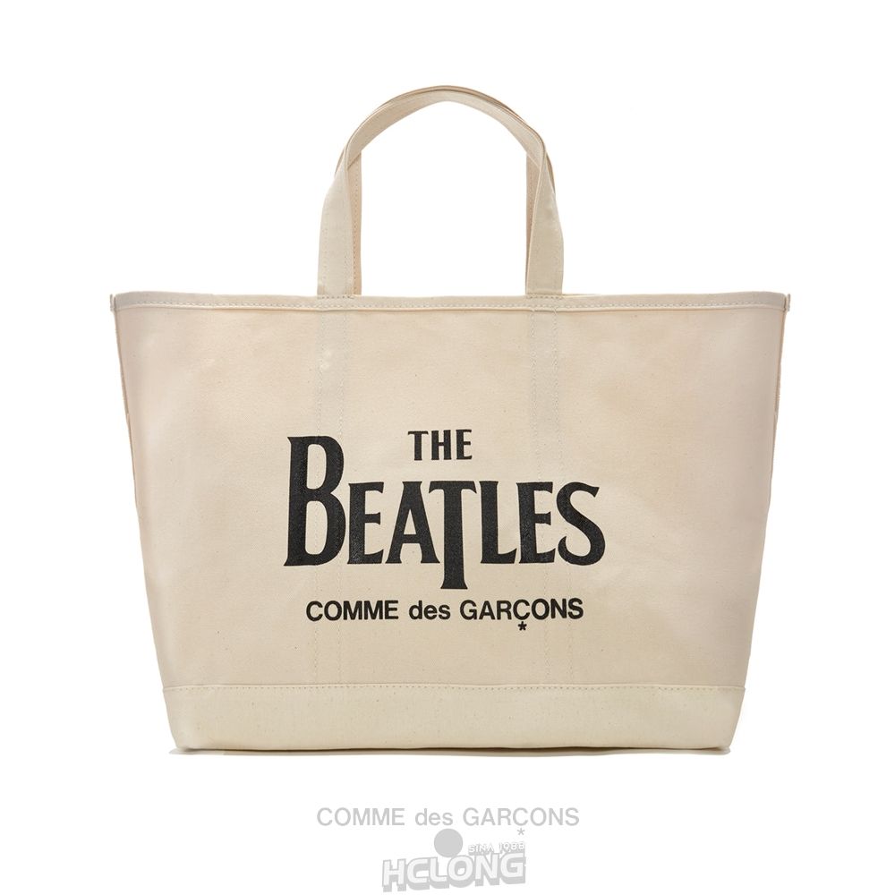 Comme Des Garcons CDG Beatles - Canvas Big Tote Bag Taske Natural | 58623-DMHF