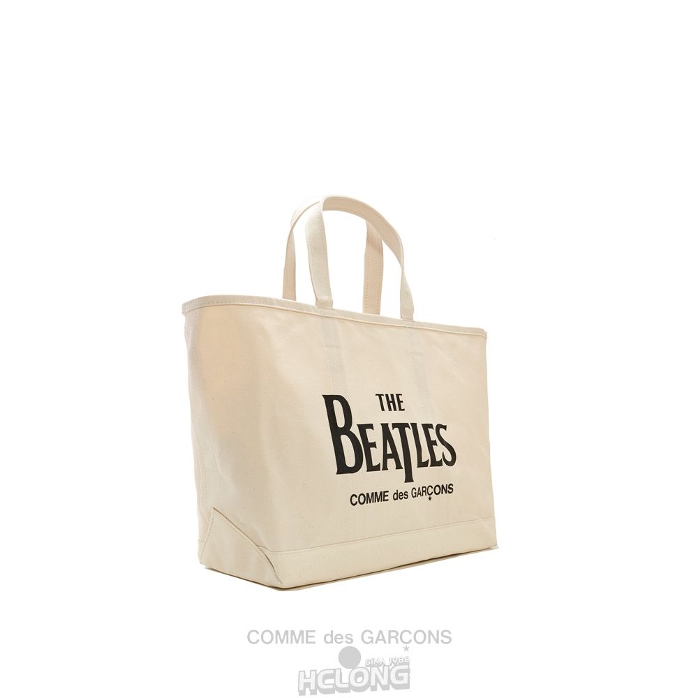 Comme Des Garcons CDG Beatles - Canvas Small Tote Bag Taske Natural | 43509-ZDOY