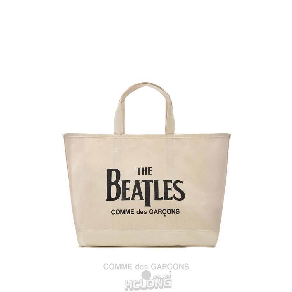 Comme Des Garcons CDG Beatles - Canvas Small Tote Bag Taske Natural | 43509-ZDOY